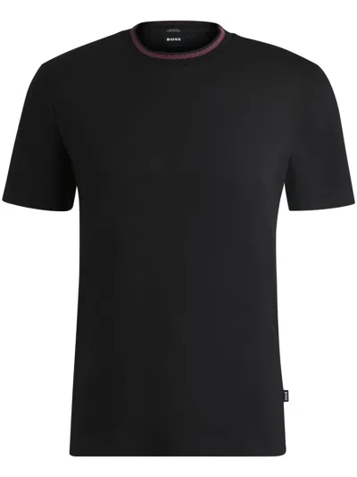HUGO BOSS STRIPED-COLLAR T-SHIRT