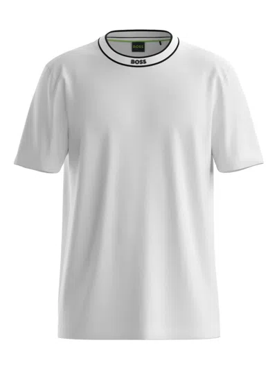 Hugo Boss Cotton Jersey T-shirt With Striped Logo Graphic In White