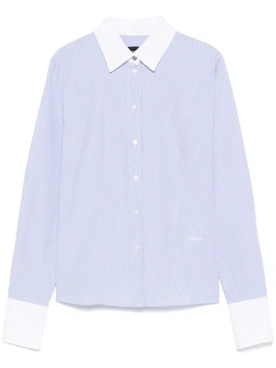 Hugo Boss Striped Cotton Shirt In Blue