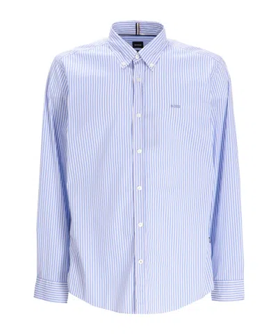 HUGO BOSS BOSS HUGO BOSS PINSTRIPED CURVED HEM SHIRT