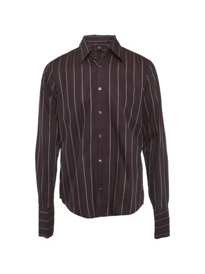 Pre-owned Hugo Boss Striped Cotton Shirt In Brown