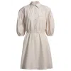 Hugo Boss Striped-cotton Shirt Dress With Elasticated Waist In Beige