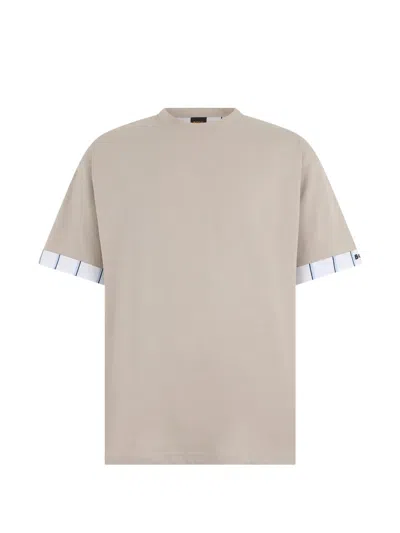 Hugo Boss Striped Cuff T-shirt In Brown
