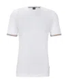 Hugo Boss Cotton-jersey T-shirt With Signature-stripe Cuffs In White
