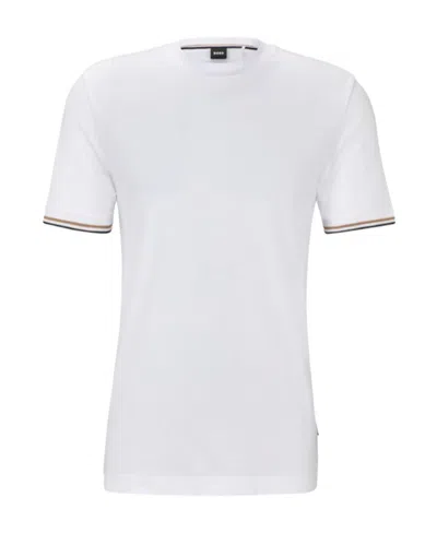 HUGO BOSS STRIPED-CUFFS COTTON T-SHIRT
