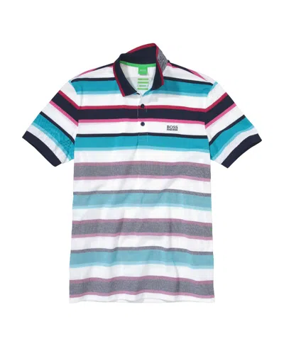 Hugo Boss Striped Detail Polo Shirt In White