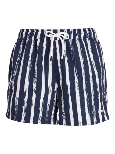 Hugo Boss Gestreifte Shorts Mit Kordelzug In Multi