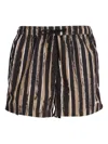 Hugo Boss Gestreifte Shorts Mit Kordelzug In Black