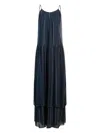 Hugo Boss Tiered Striped Dress With Silk