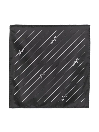 Hugo Boss Striped Handkerchief In Black