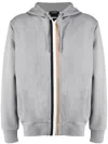 Hugo Boss Striped Hooded Jacket In Grey
