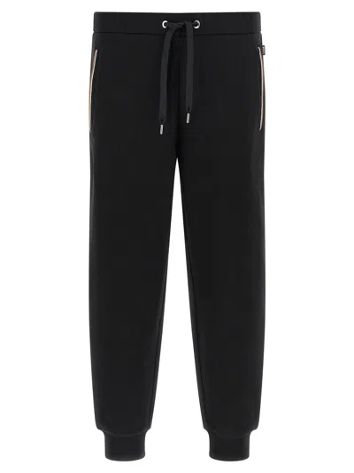Hugo Boss Striped Knit Insert Joggers In Black