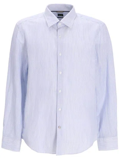 Hugo Boss Striped Linen Shirt In White