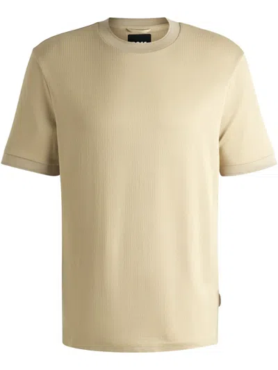 Hugo Boss Striped Logo-tag T-shirt In Neutrals