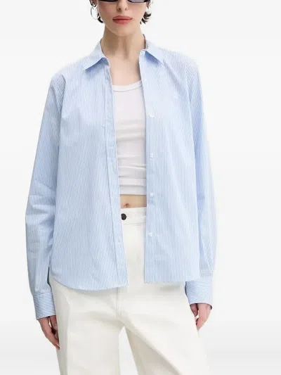 Hugo Boss Striped Long-sleeve Shirt In Blue