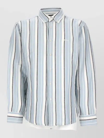 Hugo Boss Striped Long Sleeve Shirt Button Cuffs In Blue