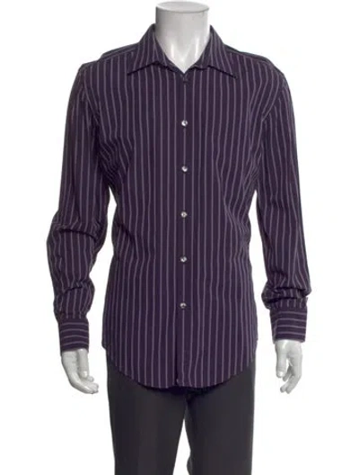 Pre-owned Hugo Boss Striped Long Sleeve Shirt In Purple