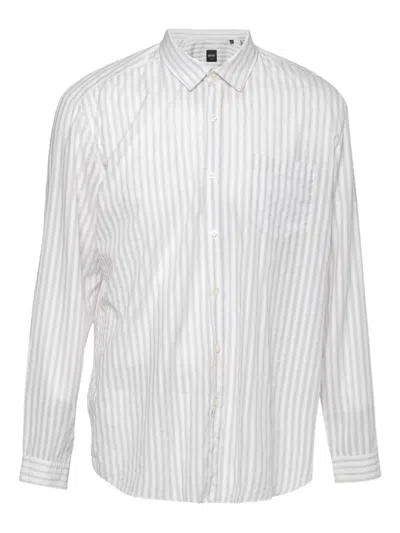 Pre-owned Hugo Boss Striped Long Sleeve Shirt In White
