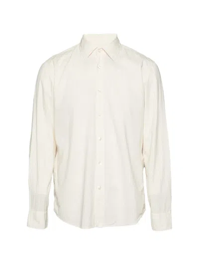 Pre-owned Hugo Boss Striped Long-sleeve Button-down Cotton Shirt In Orange