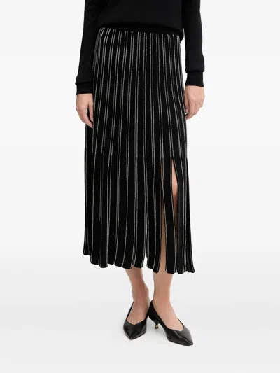 HUGO BOSS STRIPED MIDI SKIRT
