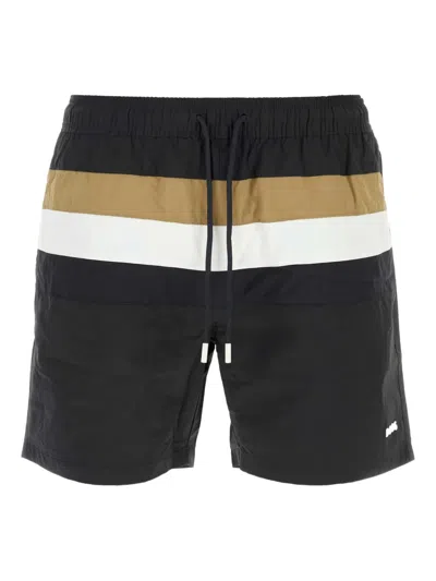 HUGO BOSS STRIPED NYLON SWIM SHORTS