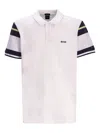 Hugo Boss Slim-fit Polo Shirt In Cotton With Block Stripes In White