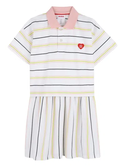 Hugo Boss Kids' Striped-pattern Polo-collar Dress In Multi