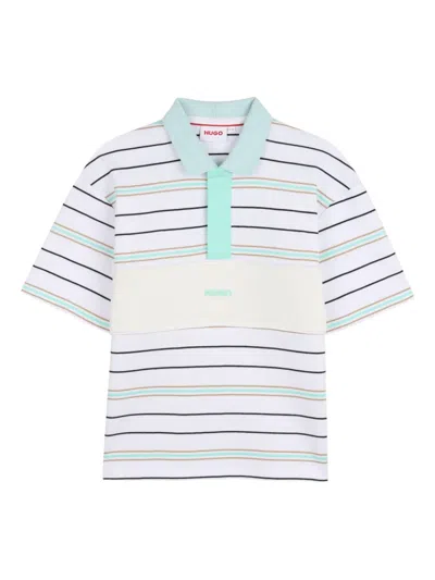Hugo Boss Kids' Striped-pattern Short-sleeved Polo Shirt In Multi