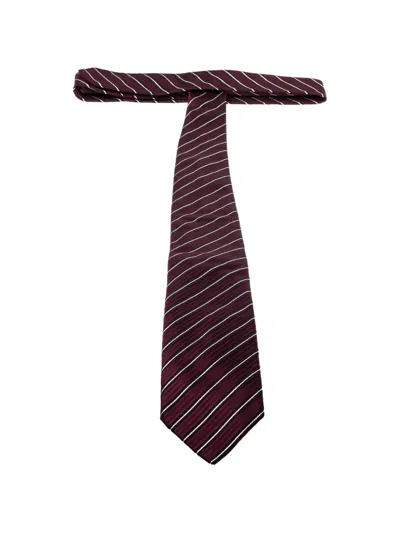 Pre-owned Hugo Boss Striped-pattern Silk Tie In Red