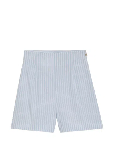 Hugo Boss Striped Pleated Shorts In Blue