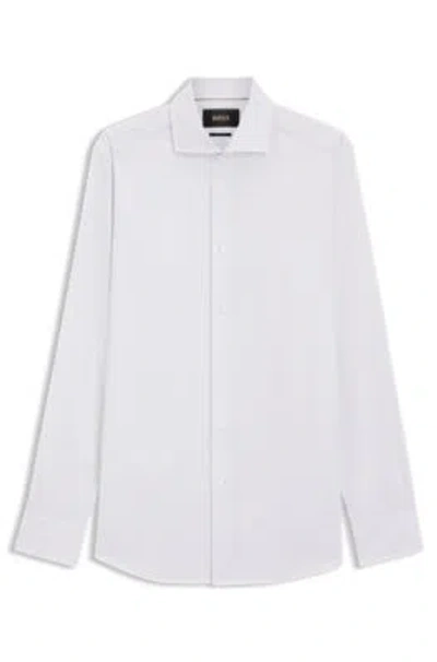 Hugo Boss Slim-fit Shirt In Italian-made Performance-stretch Jersey In White