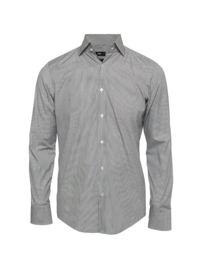Pre-owned Hugo Boss Striped Regular-fit Shirt In White