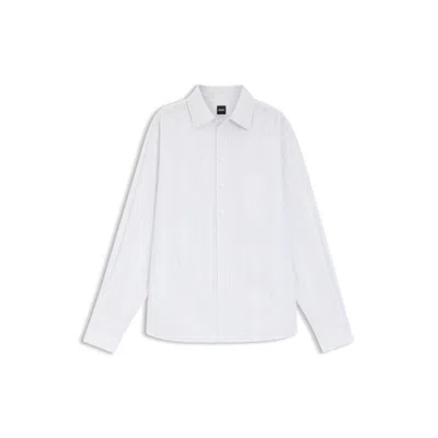 Hugo Boss Striped Relaxed-fit Blouse In Cotton Canvas In Multi