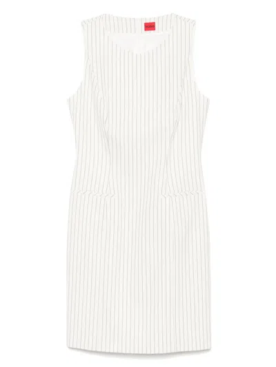 Hugo Boss Striped Shift Mini Dress In White