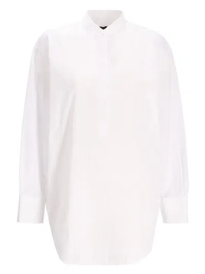 Hugo Boss Relaxed-fit Blouse In Easy-iron Poplin In White