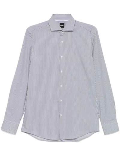 Hugo Boss Geometric-pattern Crepe Shirt In Black