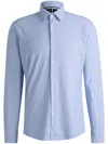 Hugo Boss Regular-fit Shirt In Striped Performance Material In Blue