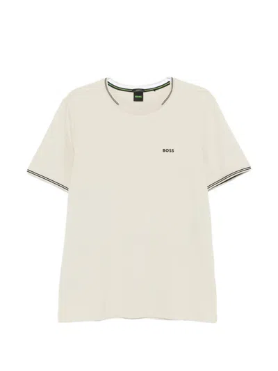 Hugo Boss Striped Short-sleeve T-shirt In Neutral