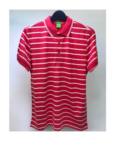 Hugo Boss Striped Short-sleeved Polo Shirt In Red