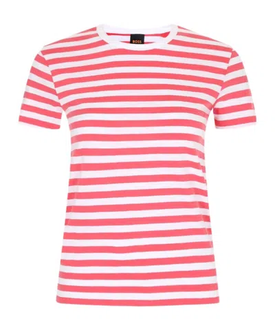 Hugo Boss Striped Short-sleeved T-shirt In Pink