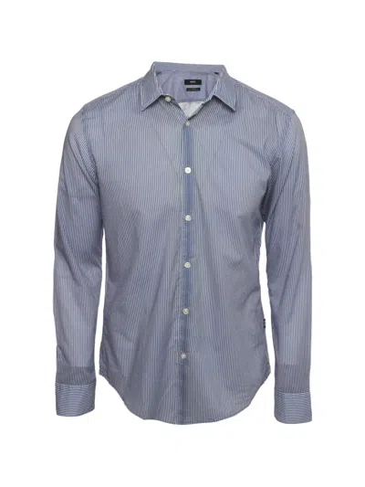 Pre-owned Hugo Boss Striped Slim-fit Shirt In Blue