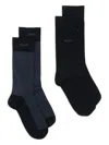 Hugo Boss Striped Socks (set Of Two) In Black