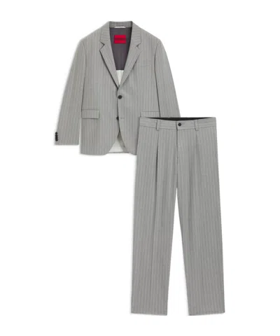 Hugo Boss Striped Suit In Gray