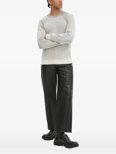 Hugo Boss Striped Sweater In Gray