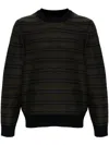 Hugo Boss Striped Sweater In Green