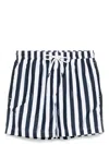 Hugo Boss Fully Lined Swim Shorts In Striped Quick-dry Fabric In Blue