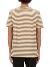 Hugo Boss Striped Crew Neck T-shirt In Beige