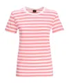 Hugo Boss Striped Short-sleeved T-shirt In Pink