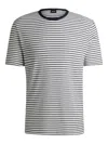 Hugo Boss Pure-linen Regular-fit T-shirt With Horizontal Stripe In White