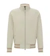Hugo Boss Striped T-smith Zip-up Sweatshirt In Beige